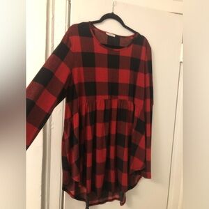 Red and black plaid top